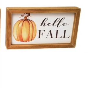 HELLO FALL Wooden Tabletop Sign NWT